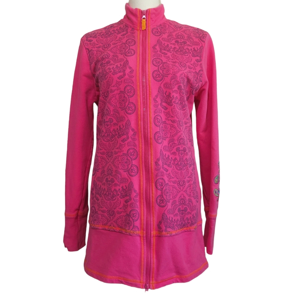 DisneyParks Embroidered Hidden Mickey Paisley Zip-up Sweatshirt Track Jacket